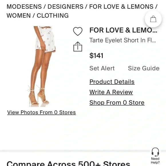 For Love and Lemons Tarte Eyelet White Floral Shorts Ruched High Waist Small - Picture 12 of 12